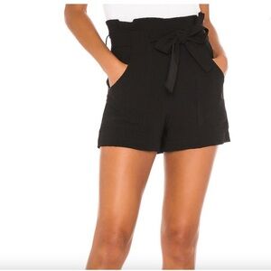 NEW Amanda Uprichard Black High-Waist Wyatt Front Tie Shorts From Revolve Large